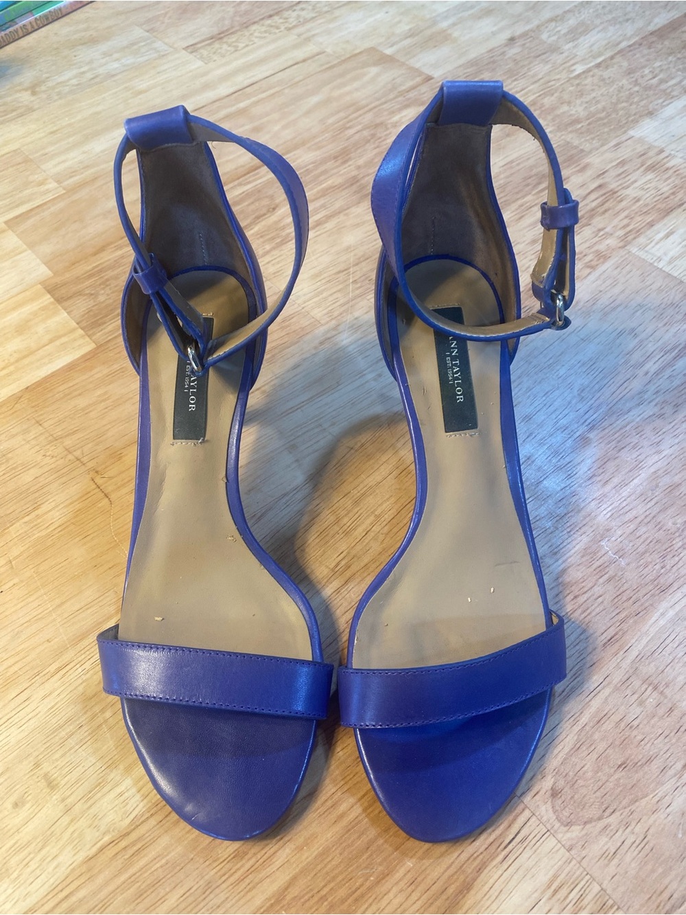 Ann Taylor Purple Open-Toe Ankle-Strap Stilettos - Picture 2 of 7